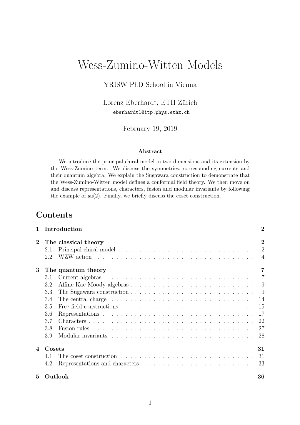 Wess-Zumino-Witten Models