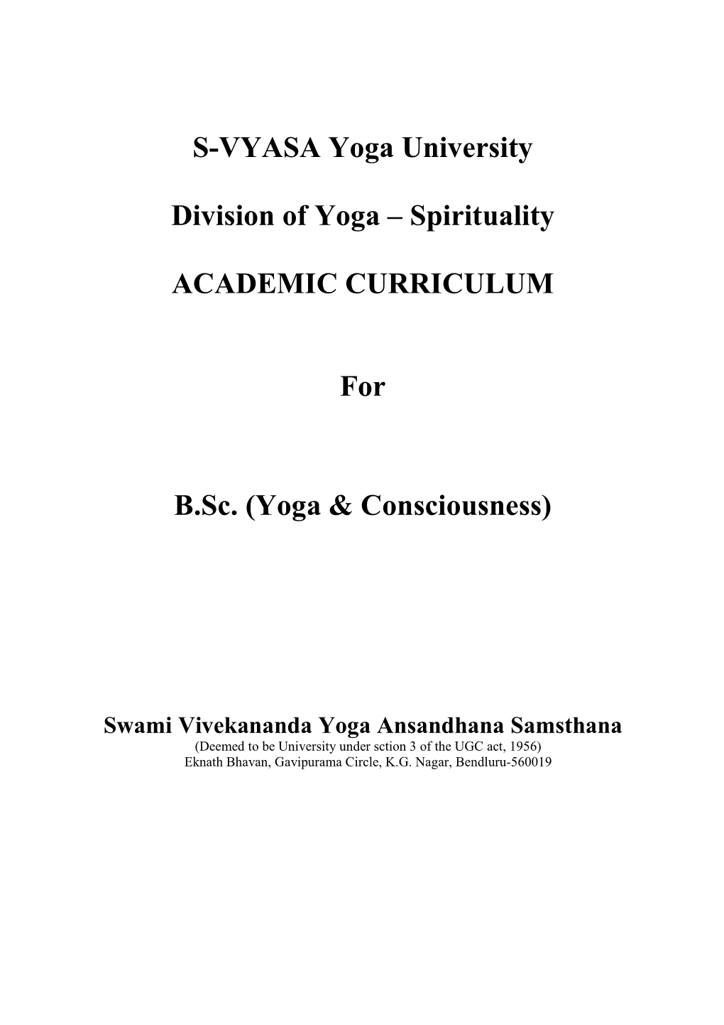 Bsc Yoga and Consciousness 2017