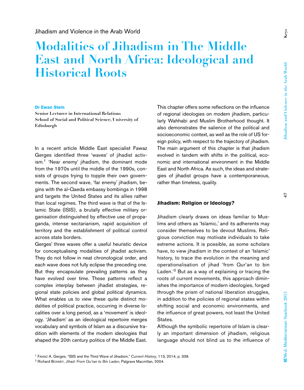 Modalities of Jihadism in the Middle East and North Africa: Ideological