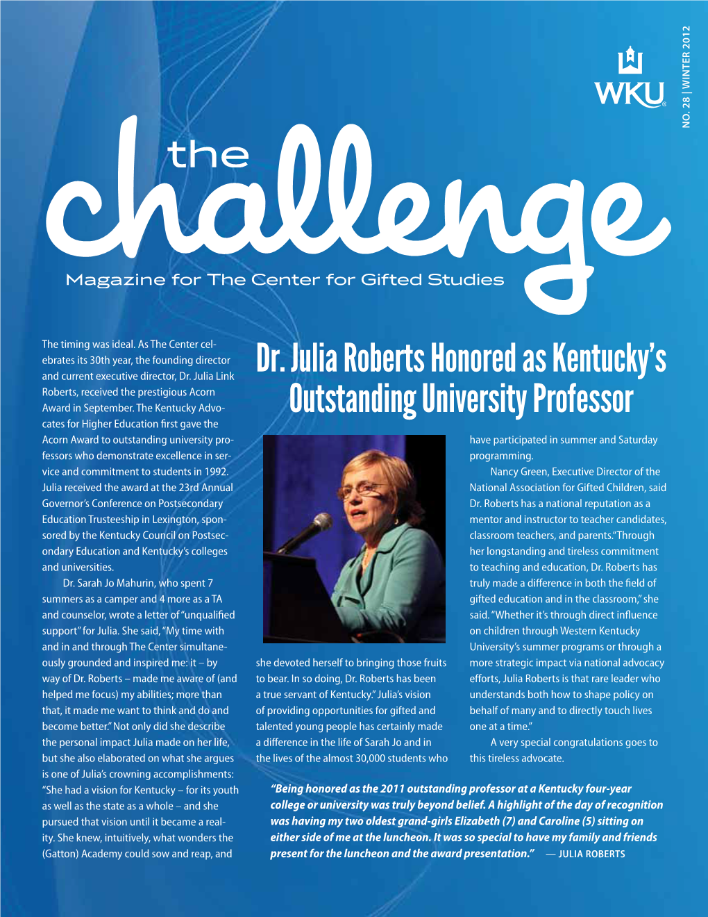 Dr. Julia Roberts Honored As Kentucky's Outstanding University Professor