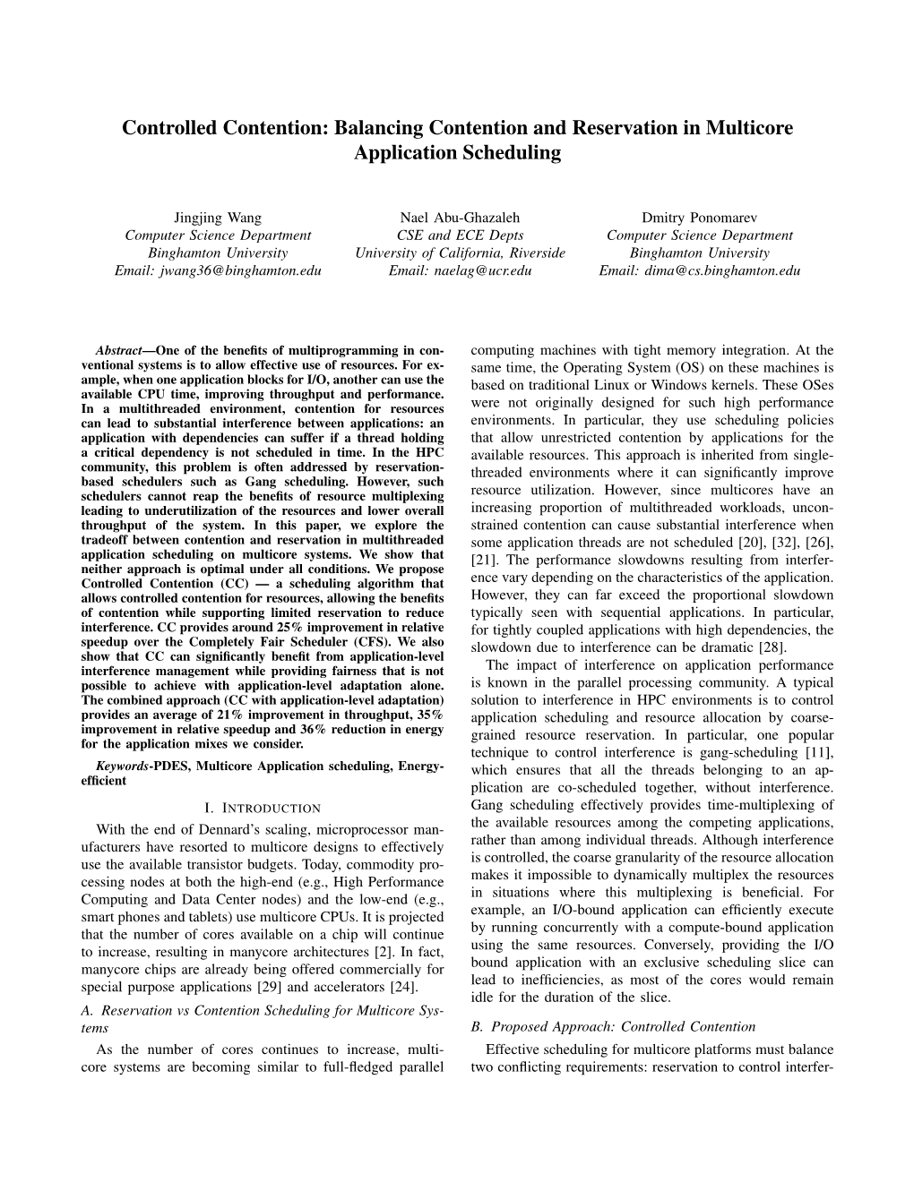 Balancing Contention and Reservation in Multicore Application Scheduling