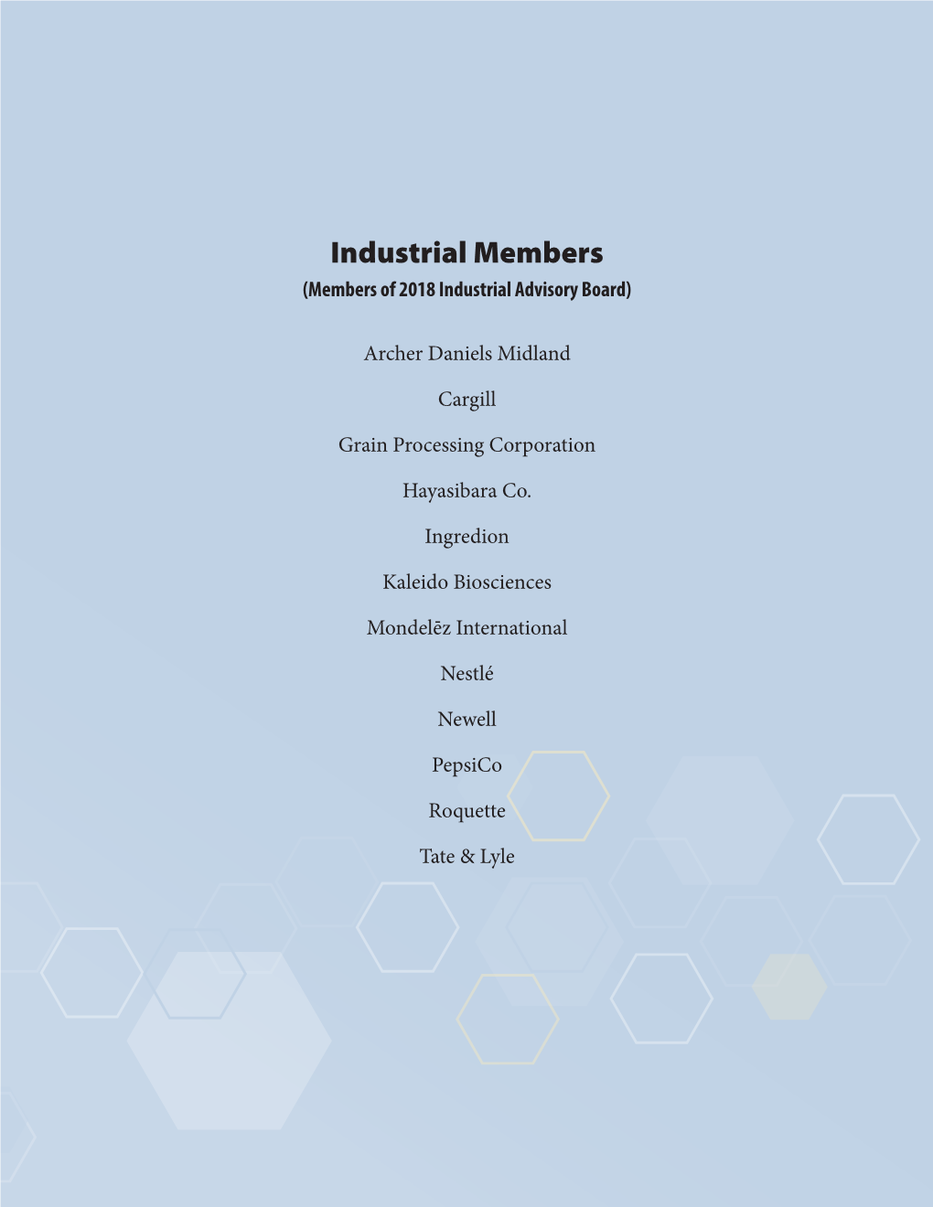 Industrial Members (Members of 2018 Industrial Advisory Board)