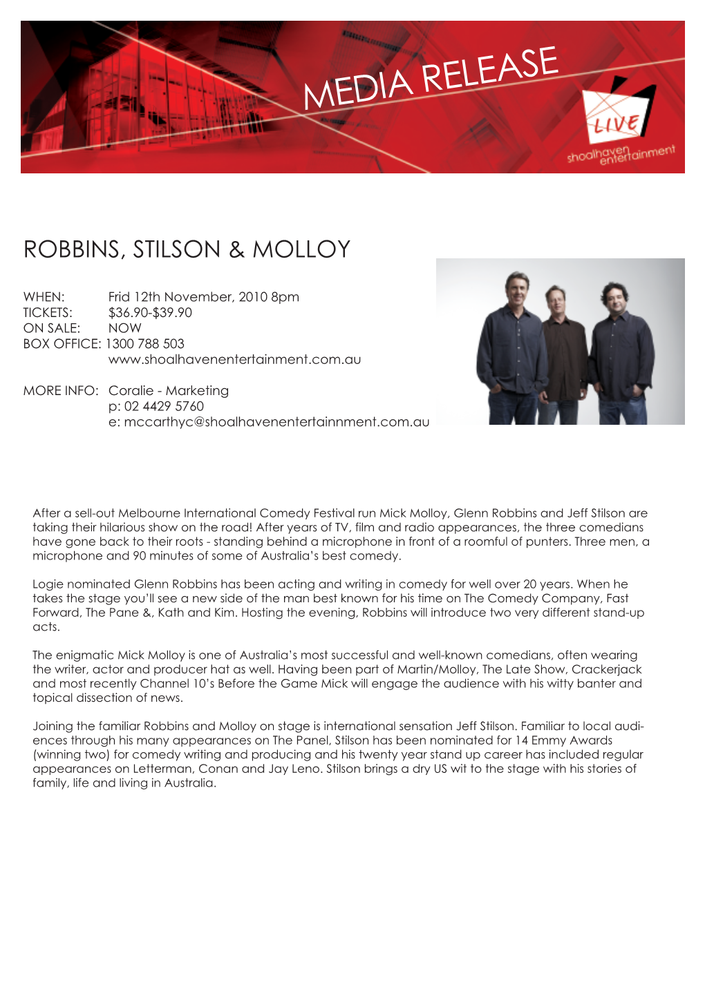 Media Release Robbins Stilton Molloy