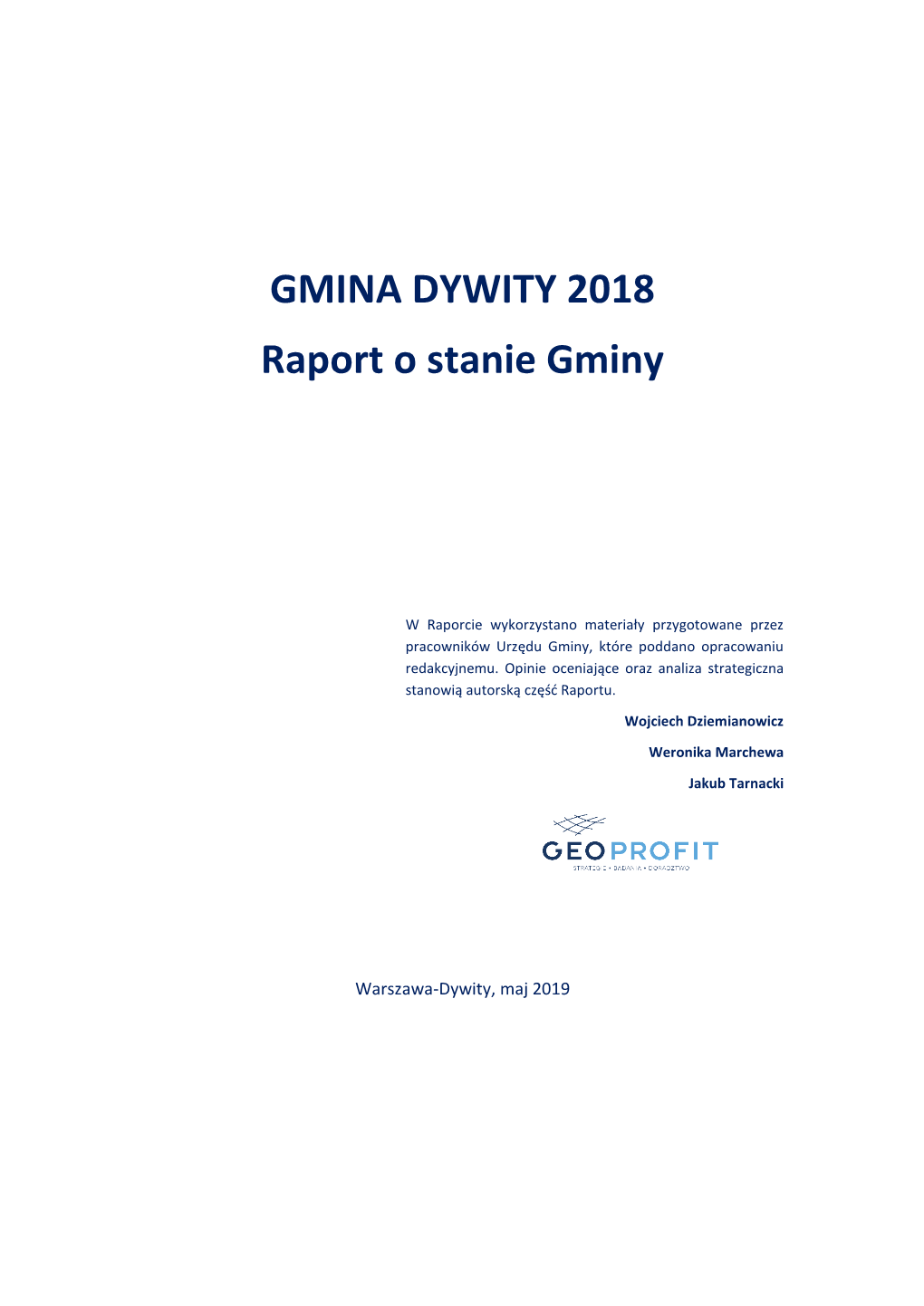 GMINA DYWITY 2018 Raport O Stanie Gminy