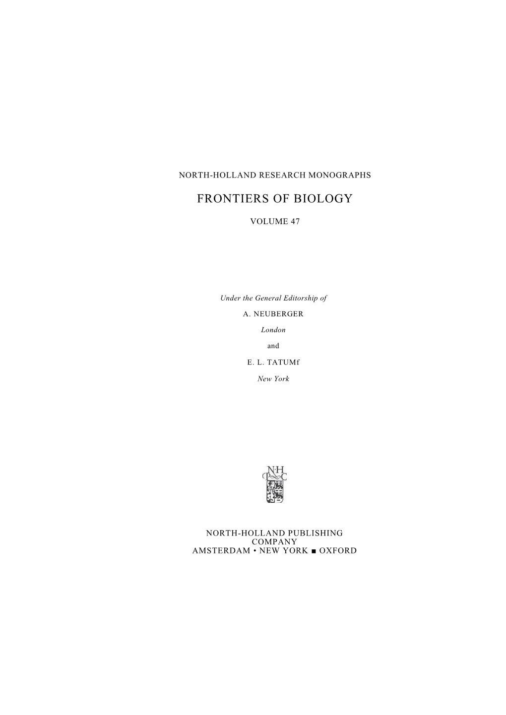 Frontiers of Biology