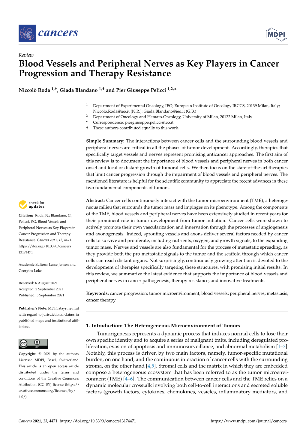 Blood Vessels and Peripheral Nerves As Key Players in Cancer Progression and Therapy Resistance