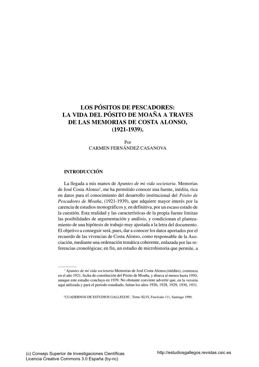 Los Pósitos De Pescadores: La Vida Del Pósito De Moaña a Través De Las Memorias De Costa Alonso, (1921-1939)