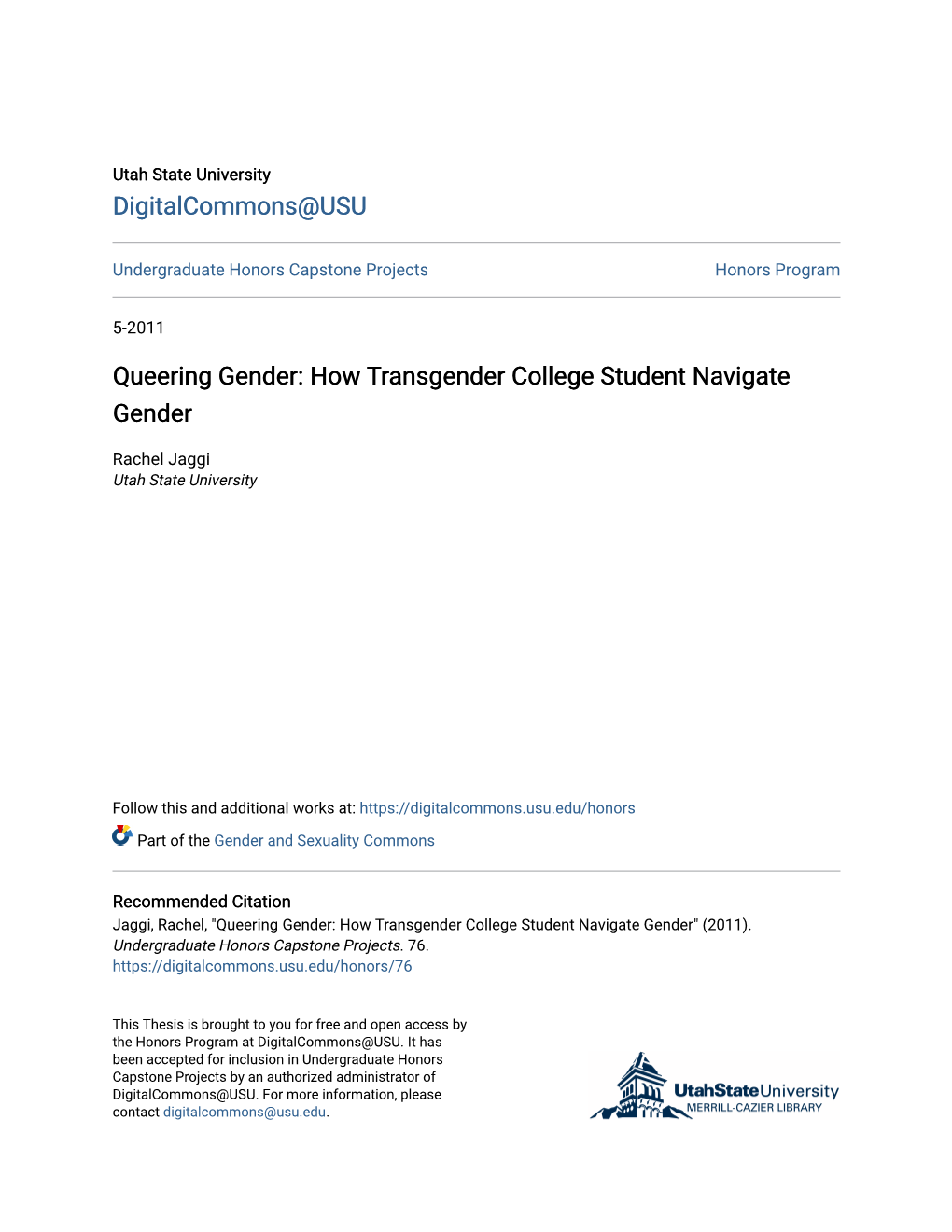 How Transgender College Student Navigate Gender