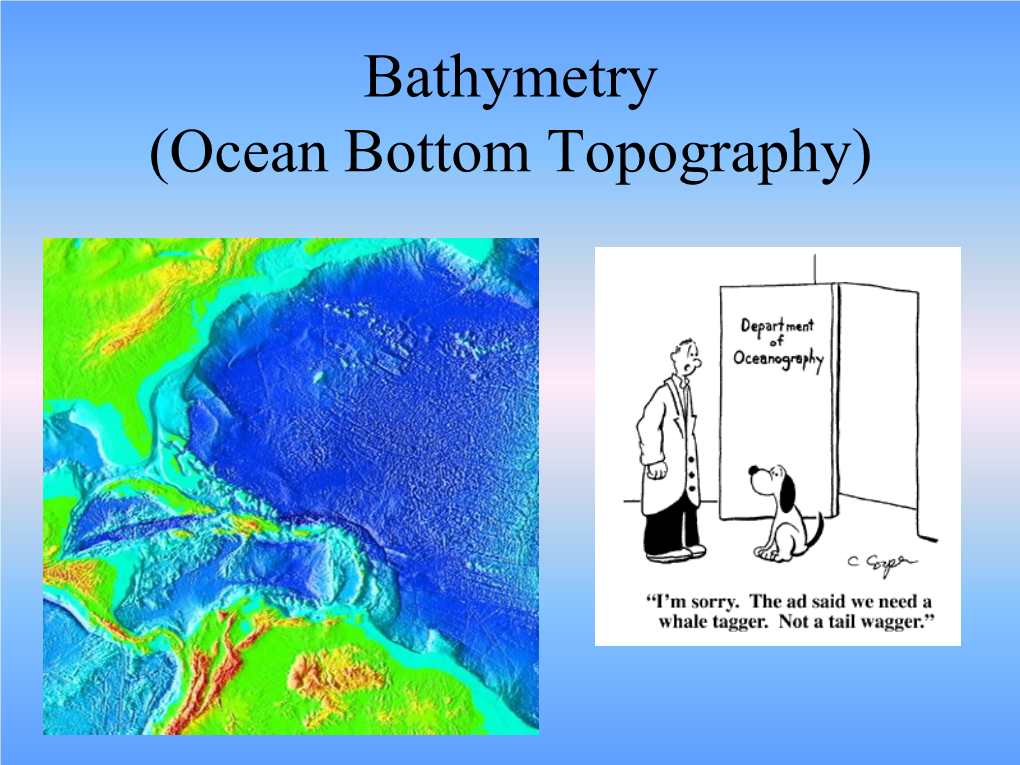 Bathymetry (Ocean Bottom Topography) Hmm, What Does the Ocean Floor Bathymetry Look Like??