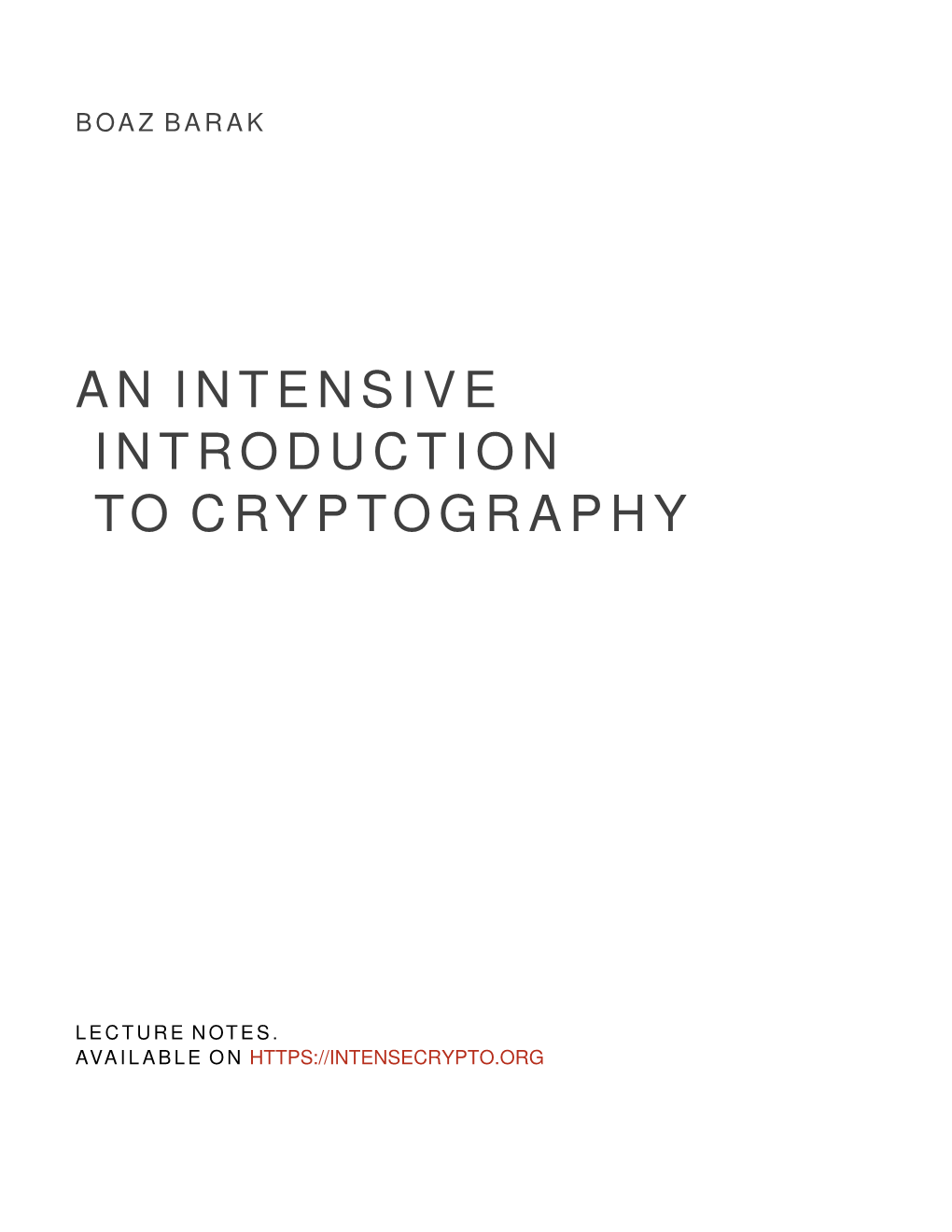 An Intensive Introduction to Cryptography