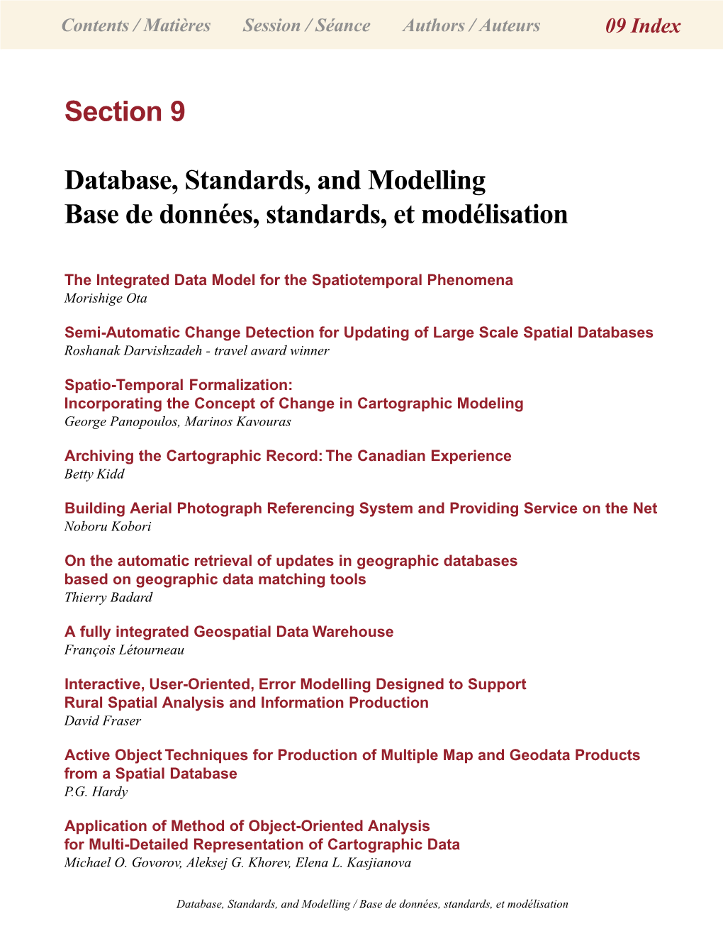 Section 9 Database, Standards, and Modelling Base De Données