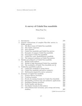 A Survey of Calabi-Yau Manifolds