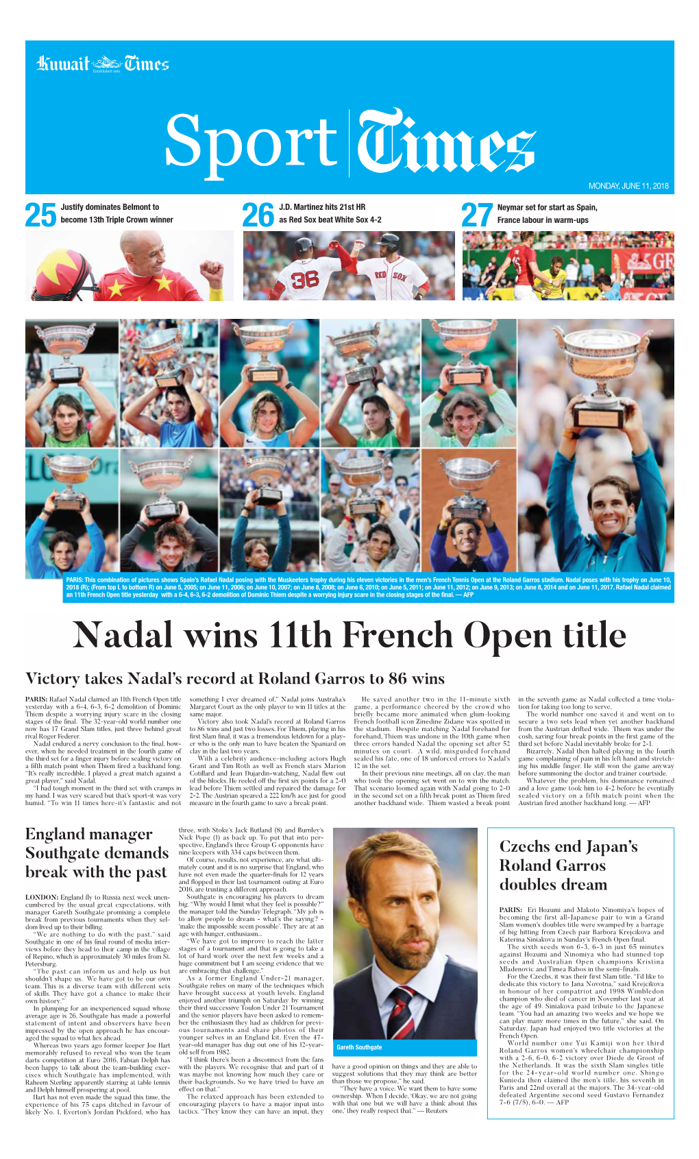 Nadal Wins 11Th French Open Title Victory Takes Nadal’S Record at Roland Garros to 86 Wins