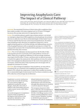 Improving Anaphylaxis Care: the Impact of a Clinical Pathway