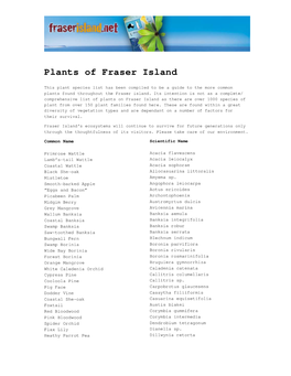 Fraser Island Plant List