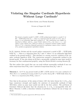 Violating the Singular Cardinals Hypothesis Without Large Cardinals∗