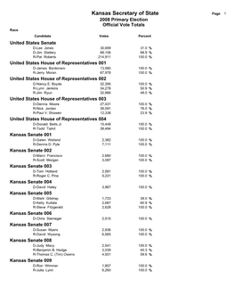 Official Primary Election Results