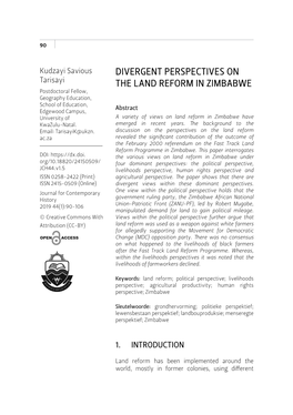 Divergent Perspectives on the Land Reform in Zimbabwe 91 Approaches with Varying Implications