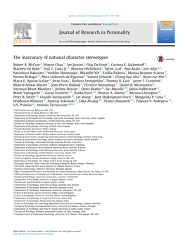 The Inaccuracy of National Character Stereotypes