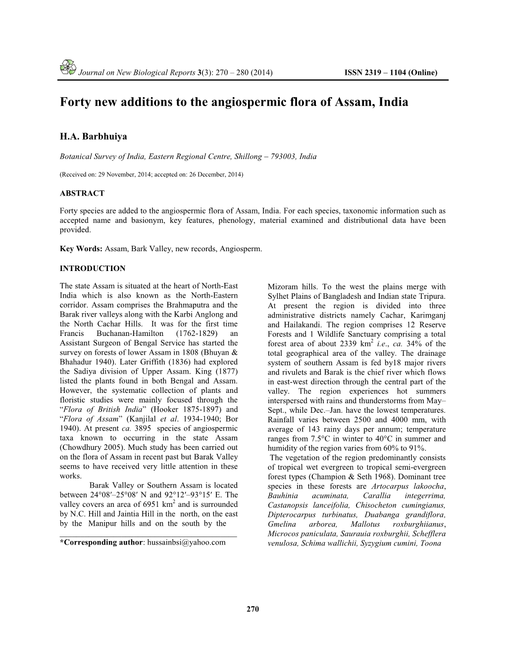 Forty New Additions to the Angiospermic Flora of Assam, India