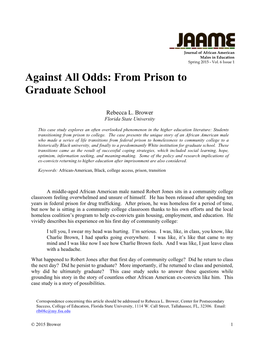 Against All Odds: from Prison to Graduate School