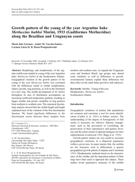 Growth Pattern of the Young of the Year Argentine Hake Merluccius Hubbsi Marini, 1933 (Gadiformes Merluccidae) Along the Brazilian and Uruguayan Coasts