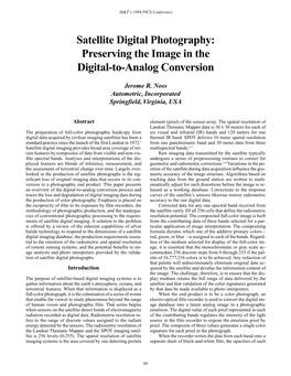 Satellite Digital Photography: Preserving the Image in the Digital-To-Analog Conversion