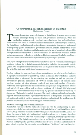 Constructing Baloch Militancy in Pakistan Muhammad Feyyaz