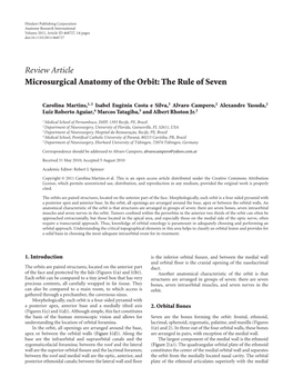 Review Article Microsurgical Anatomy of the Orbit: the Rule of Seven