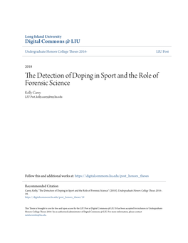 The Detection of Doping in Sport and the Role of Forensic Science