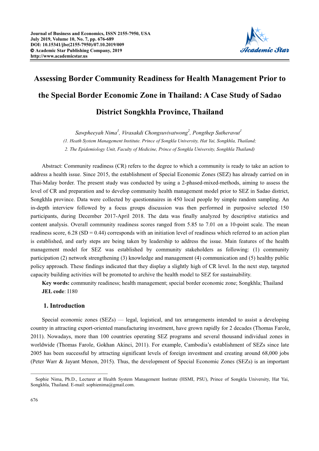 Assessing Border Community Readiness for Health Management Prior To