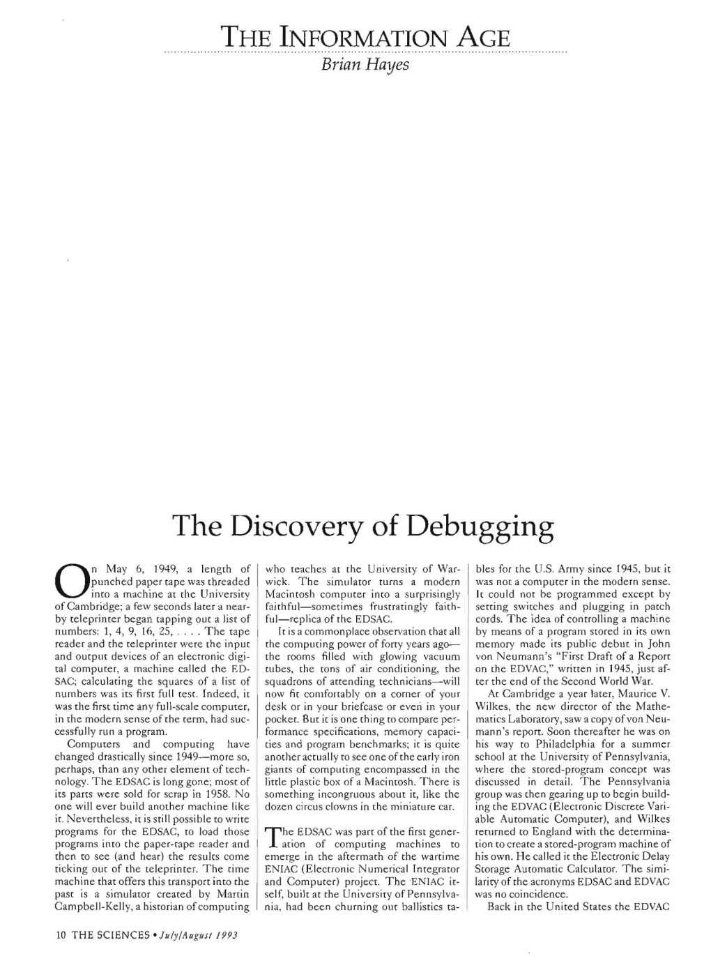 The Discovery of Debugging