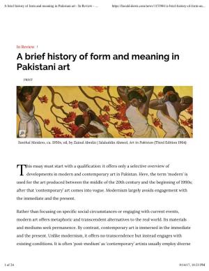 A Brief History of Form and Meaning in Pakistani Art - in Review -