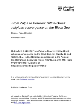 From Zalpa to Brauron: Hittite-Greek Religious Convergence on the Black Sea