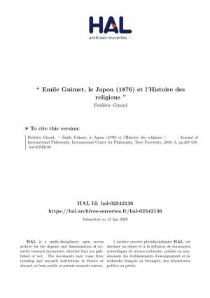 `` Emile Guimet, Le Japon (1876) Et L'histoire Des Religions ''