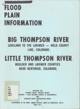 Flood Plain Information: Big Thompson River, Loveland to The