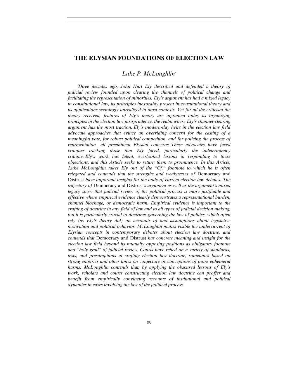 The Elysian Foundations of Election Law