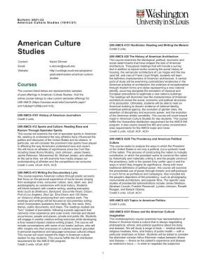 American Culture Studies (10/01/21)