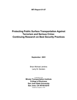 Protecting Public Surface Transportation Against Terrorism and Serious Crime: Continuing Research on Best Security Practices