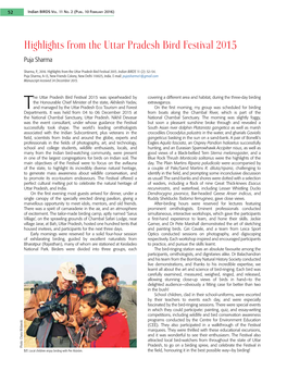 Highlights from the Uttar Pradesh Bird Festival 2015 Puja Sharma