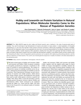Hubby and Lewontin on Protein Variation in Natural Populations: When Molecular Genetics Came to the Rescue of Population Genetics