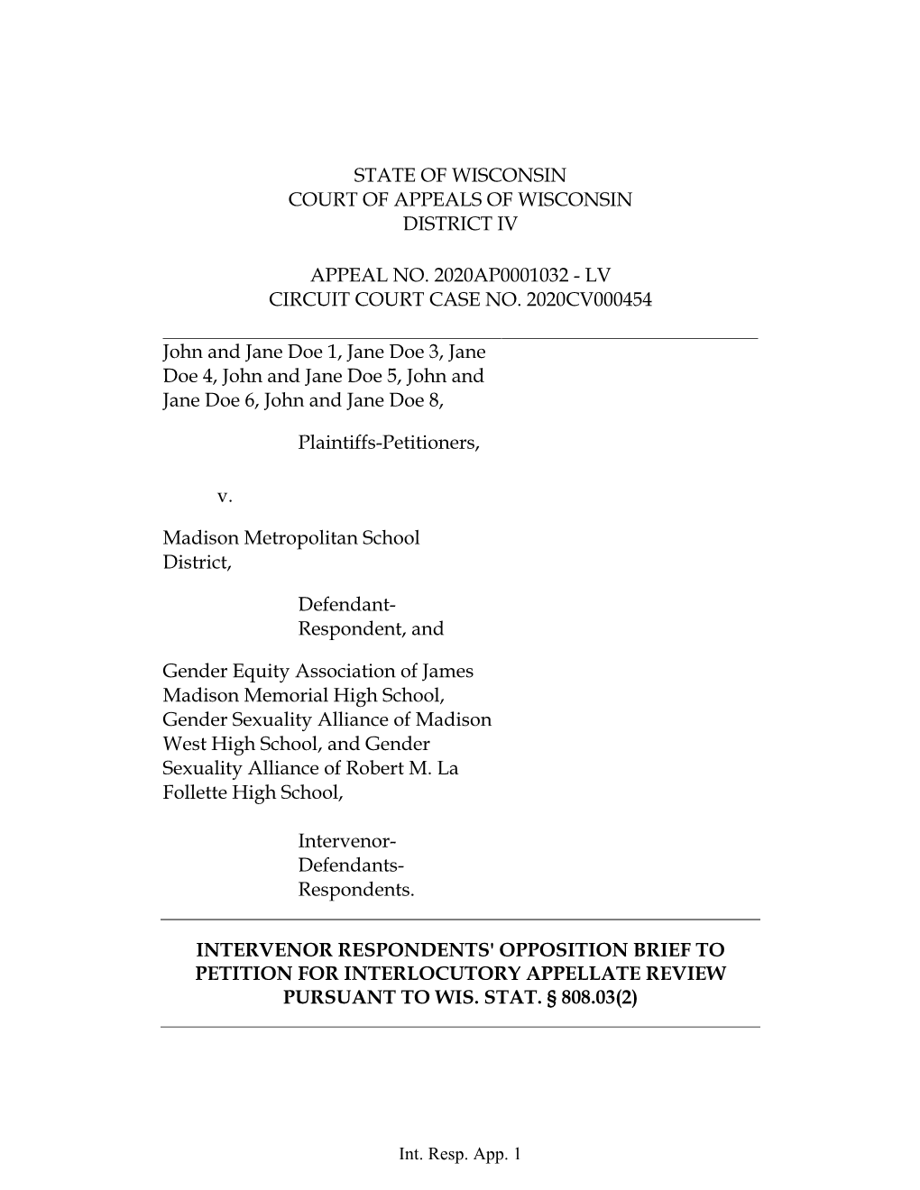 State of Wisconsin Court of Appeals of Wisconsin District Iv