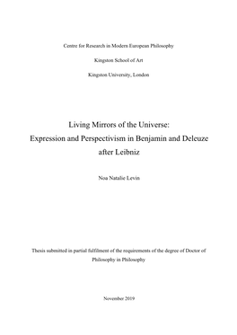 Living Mirrors of the Universe: Expression and Perspectivism in Benjamin and Deleuze After Leibniz