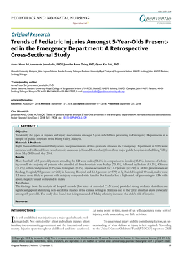 Trends of Pediatric Injuries Amongst 5-Year-Olds Present- Ed in the Emergency Department: a Retrospective Cross-Sectional Study