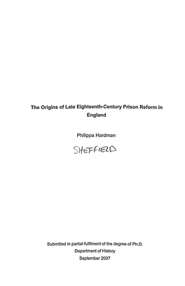 The Origins of Late Eighteenth-Century Prison Reform in England