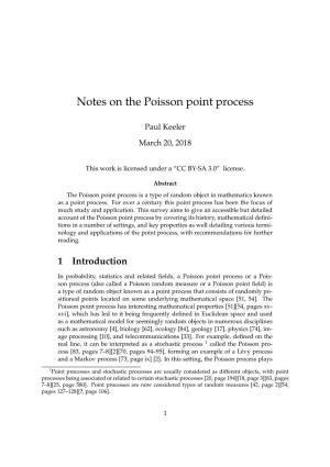 Notes on the Poisson Point Process