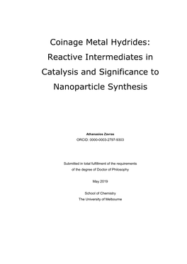 Coinage Metal Hydrides: Reactive Intermediates in Catalysis and Significance to Nanoparticle Synthesis