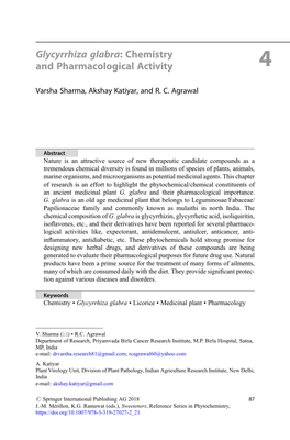Glycyrrhiza Glabra: Chemistry and Pharmacological Activity 4
