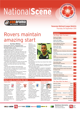 Rovers Maintain Amazing Start