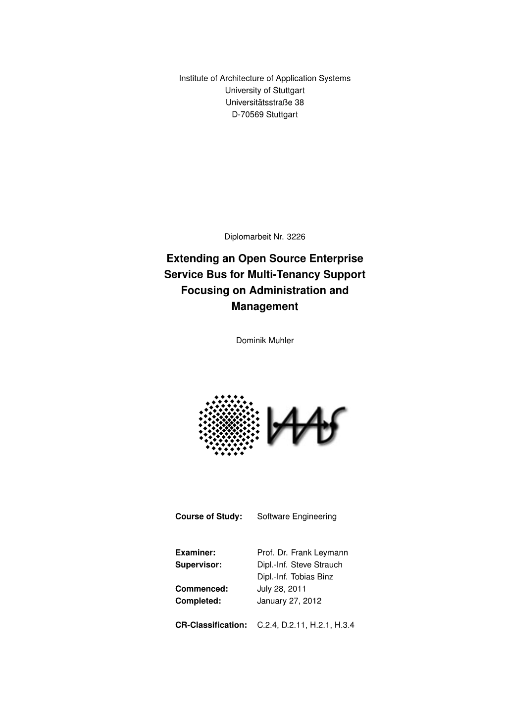 Extending an Open Source Enterprise Service Bus for Multi-Tenancy Support Focusing on Administration and Management